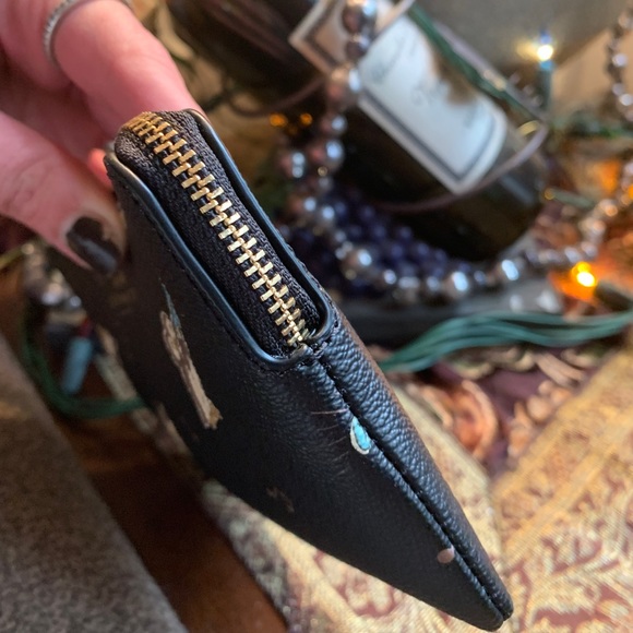SOLD⛔️Authentic COACH Signature Coated leather penguin print  zip top wristlet - Picture 9 of 11